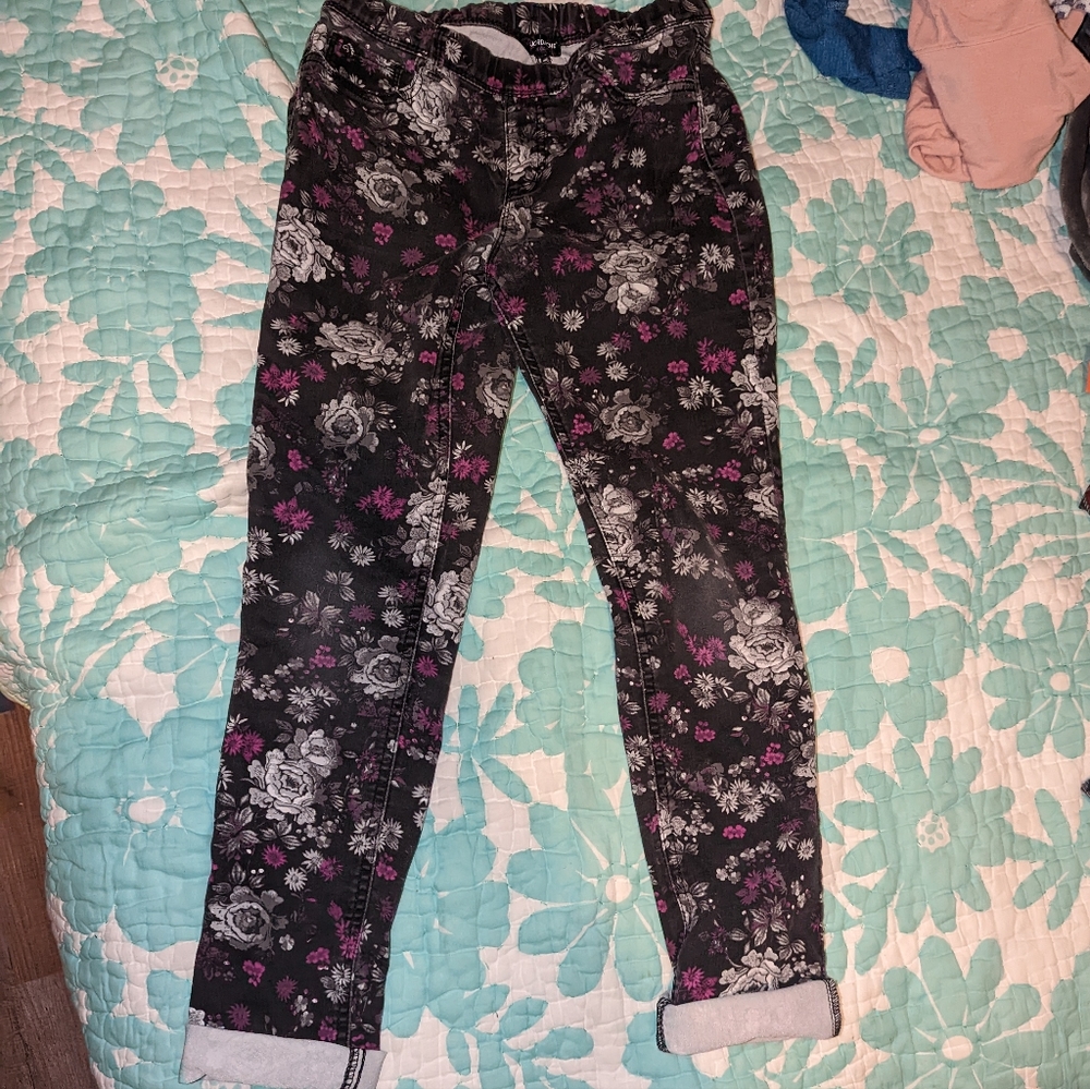 Floral purple and gray jegging jeans XL